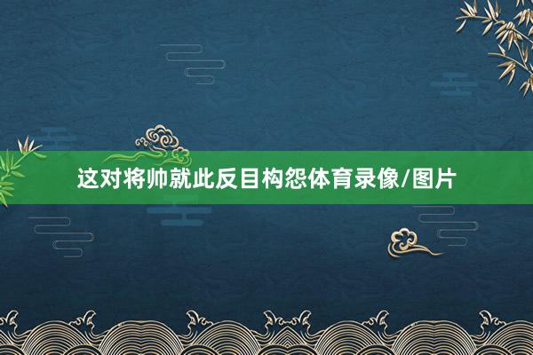 这对将帅就此反目构怨体育录像/图片