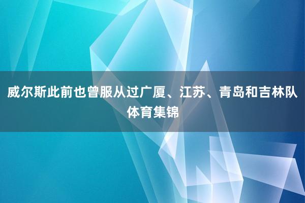 威尔斯此前也曾服从过广厦、江苏、青岛和吉林队体育集锦