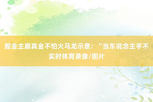 掘金主磨真金不怕火马龙示意：“当东说念主手不实时体育录像/图片